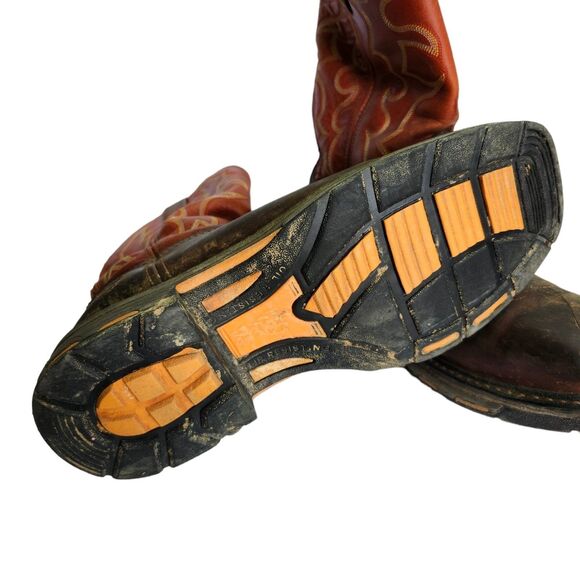 Ariat WorkHog Western Boots Mens 10.5 D Steel Toe Leather Square Toe Workwear - Picture 10 of 12